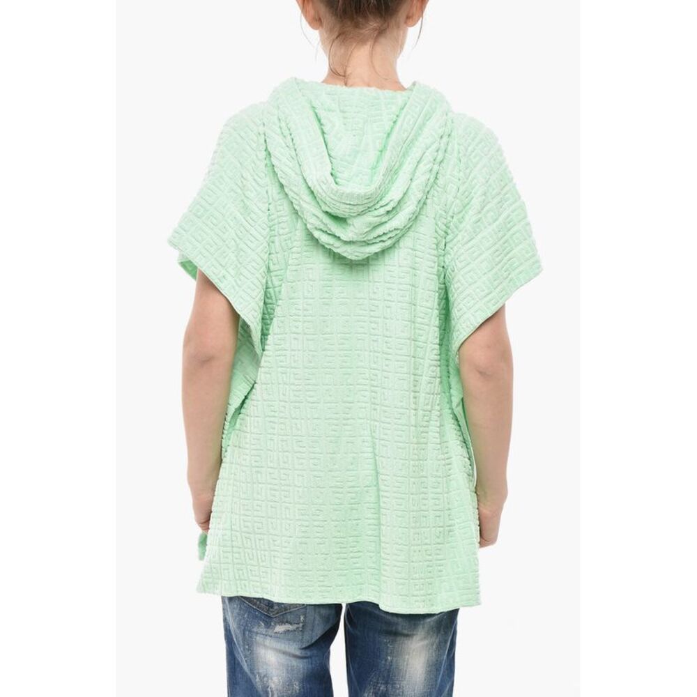 Terry Poncho-Fit Hoodie with Jacquard Monogram Pattern - Picture 3 of 5